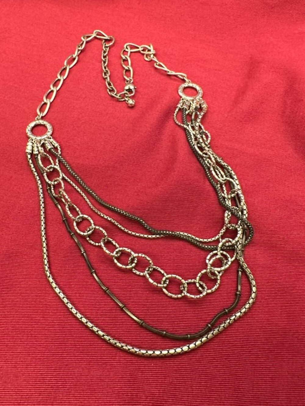 Brighton Pebble Cascade 5-Strand Gunmetal & Silver-Plated Chains - Picture 2 of 9